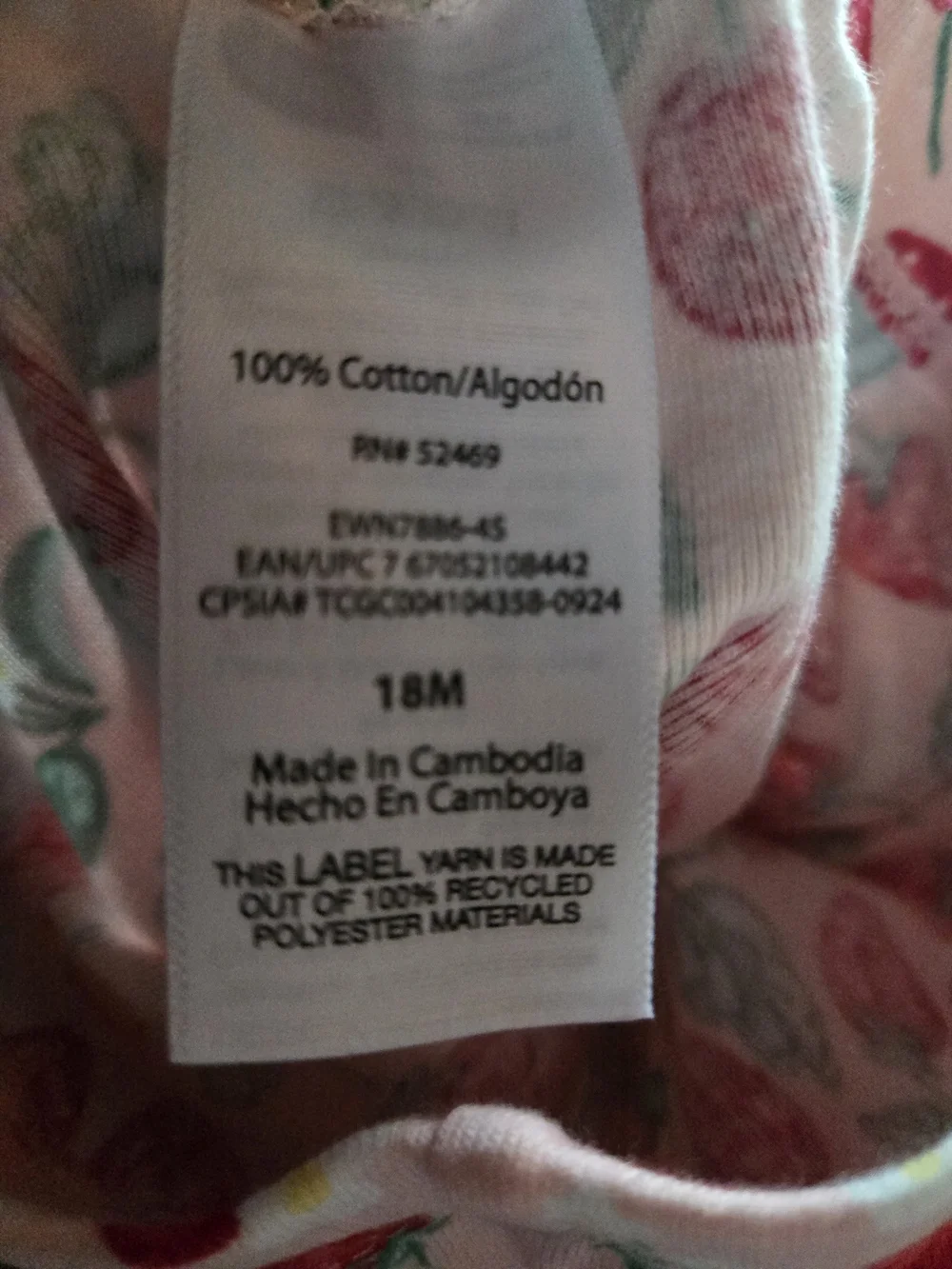 Carter's Girls' Pink Strawberry Print 2 Piece PJ Set-18mos